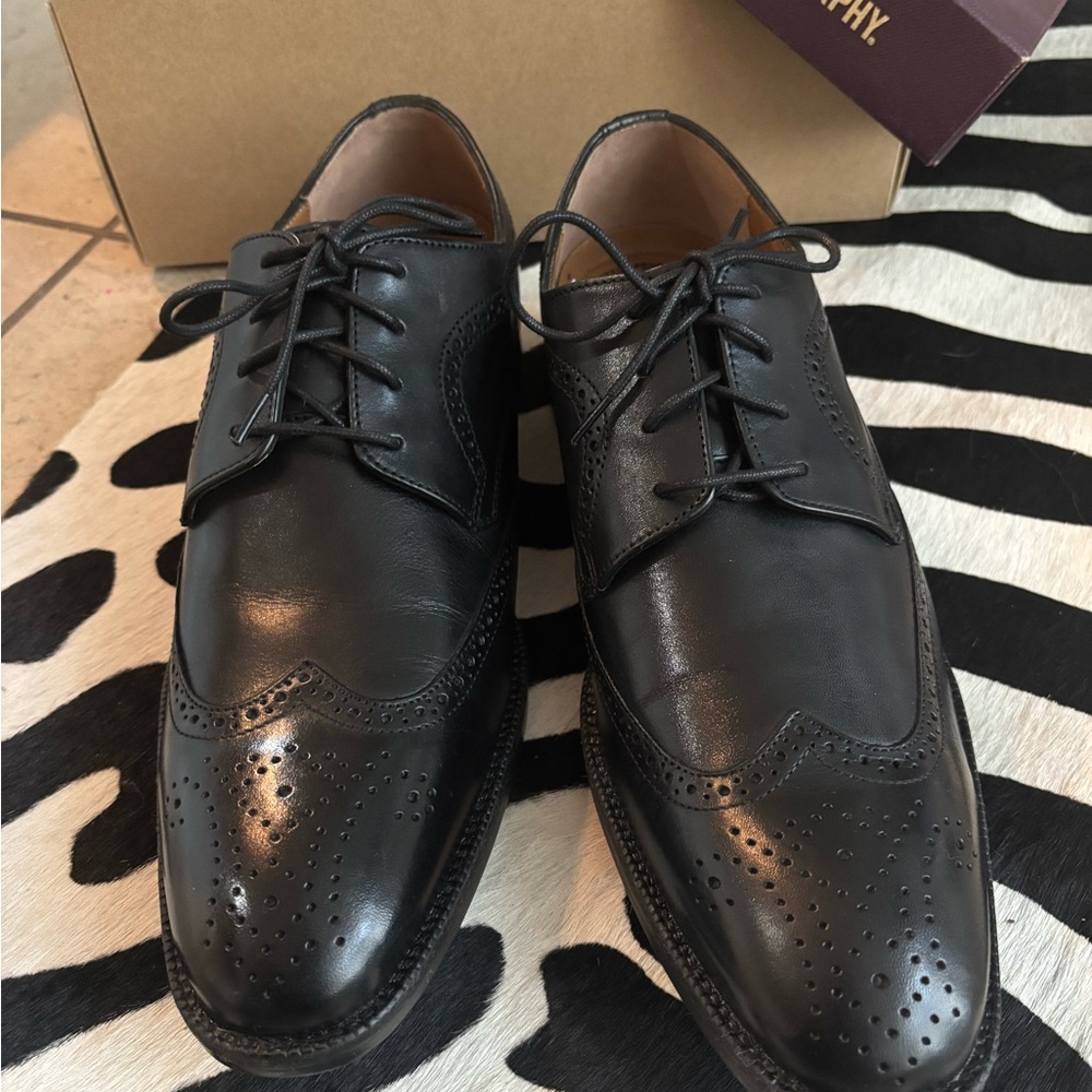 NIB Johnston & Murphy Black Leather Brogue Oxfords - Picture 7 of 8